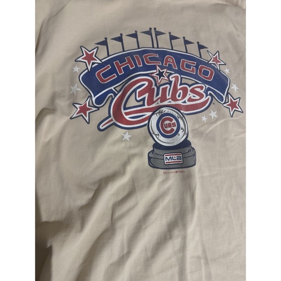 VTG 2003 Graphic Dynasty Chicago Cubs MLB 2XL Beige Long Sleeve Shirt Baseball - Picture 2 of 5